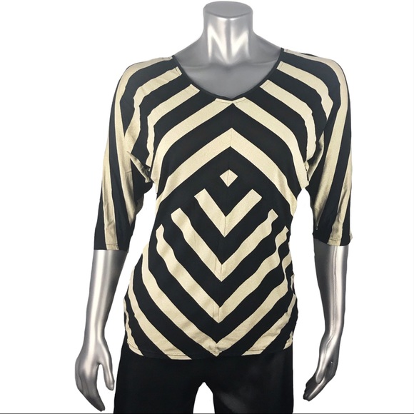 White House Black Market Gold/Black Blouse Size S - Picture 1 of 6